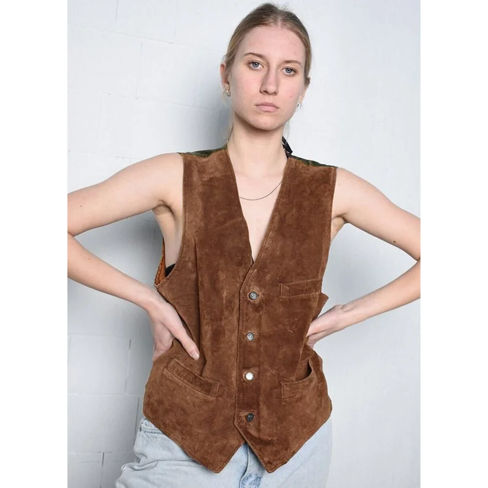 Women's Suit Vest Suede Single Breasted Casual Long Vest Woman Winter Women Vests Coat Korean Winter Outer Jackets Sleeveless