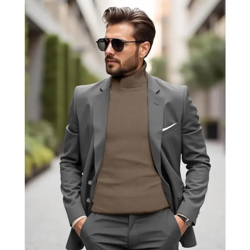 سترة محبوكة للرجال من Thiened Coolmax بياقة من الألياف تسعة Sve طول Ciwalk مناسبة Knwear موسم الشتاء الجديد #1