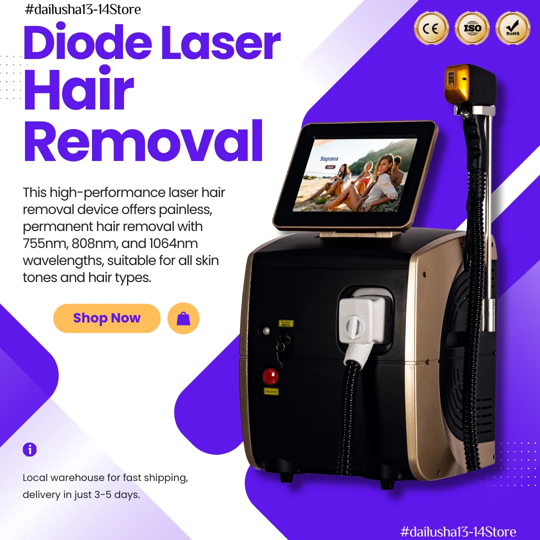 Professional Diode Laser Multi Wavelengths Hair Removal Machine Cooling Head Painless Laser Epilator Face Body Hair Removal