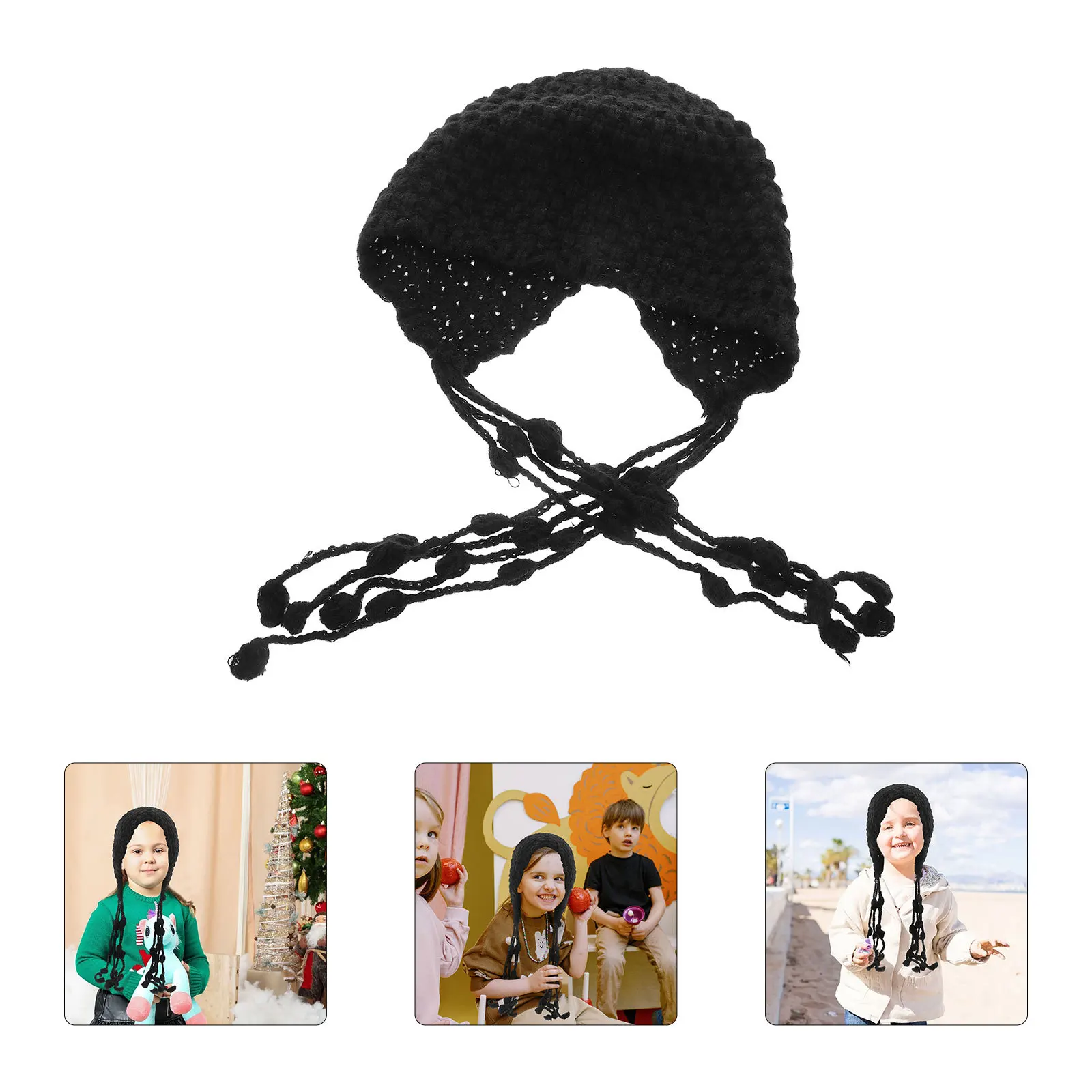 

Handmade Crochet Beanie Tassel Braided Vintage Knit Hat Casual Party Everyday Wear Warm Winter Cap Crochet Caps for Women