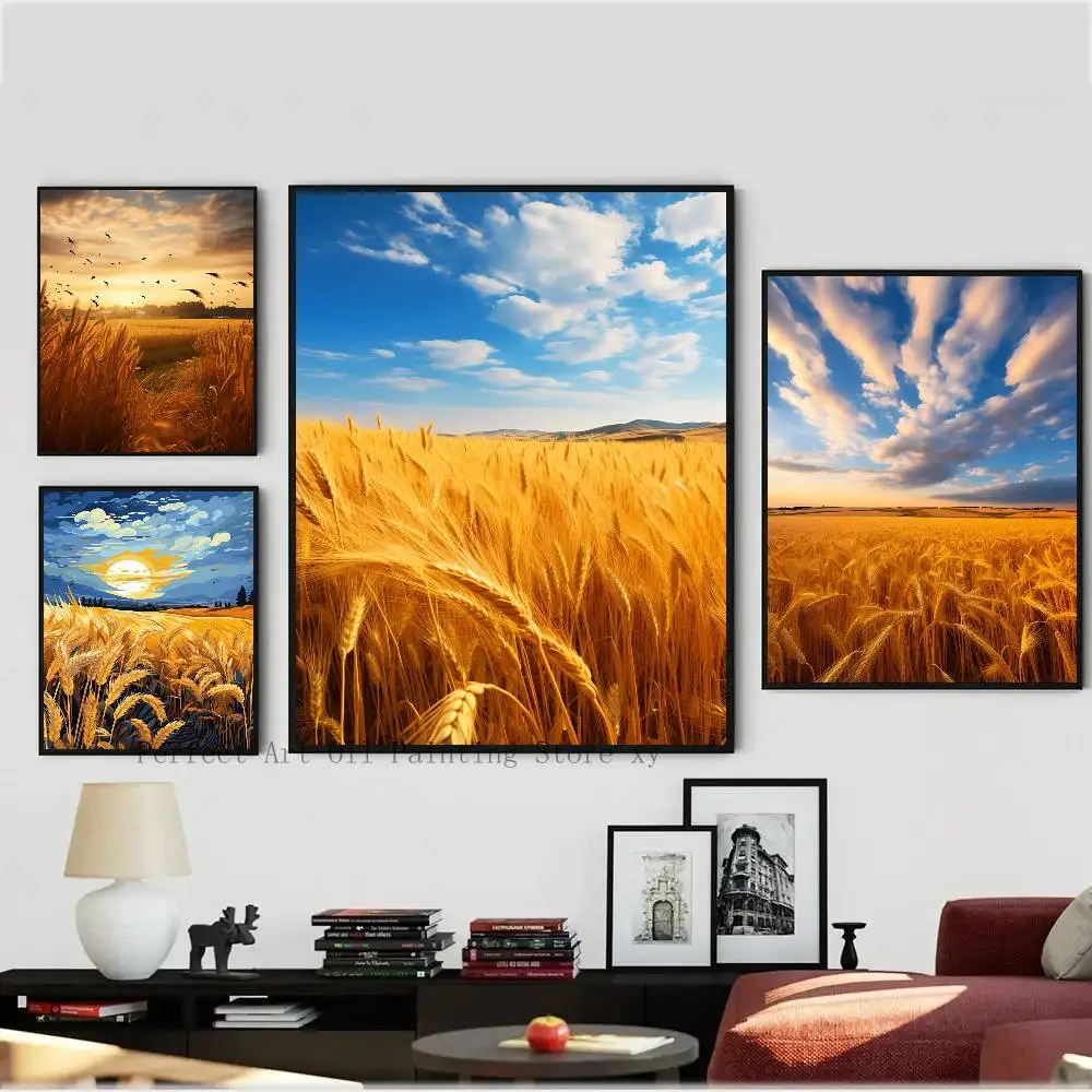 Scenic Wheat Fields Posters Living Room Bar Cafe Quality Canvas Vintage Style Comics Painting Art Home Wall Decor Picture
