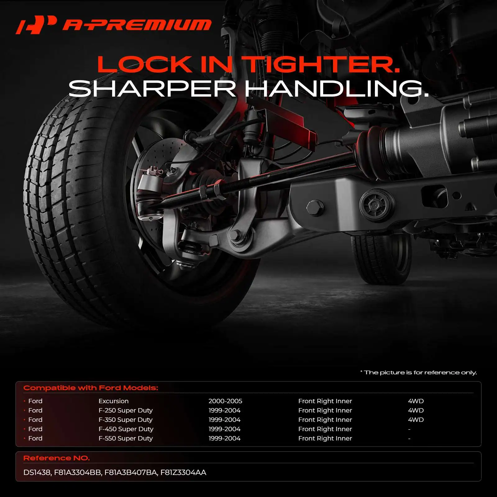 A-Premium Front Right Inner Steering Drag Link for Ford F-250 Super Duty F-350 Super Duty F-450 Super Duty 99-04 Excursion 00-05