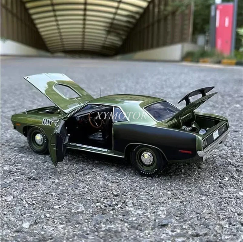 ACcloser-Modèle de voiture de sport Cuda moulé sous pression, jouets verts, cadeaux de passe-temps, collection d'ornements d'affichage, 1:18, 1:18, PlGT-barracuda