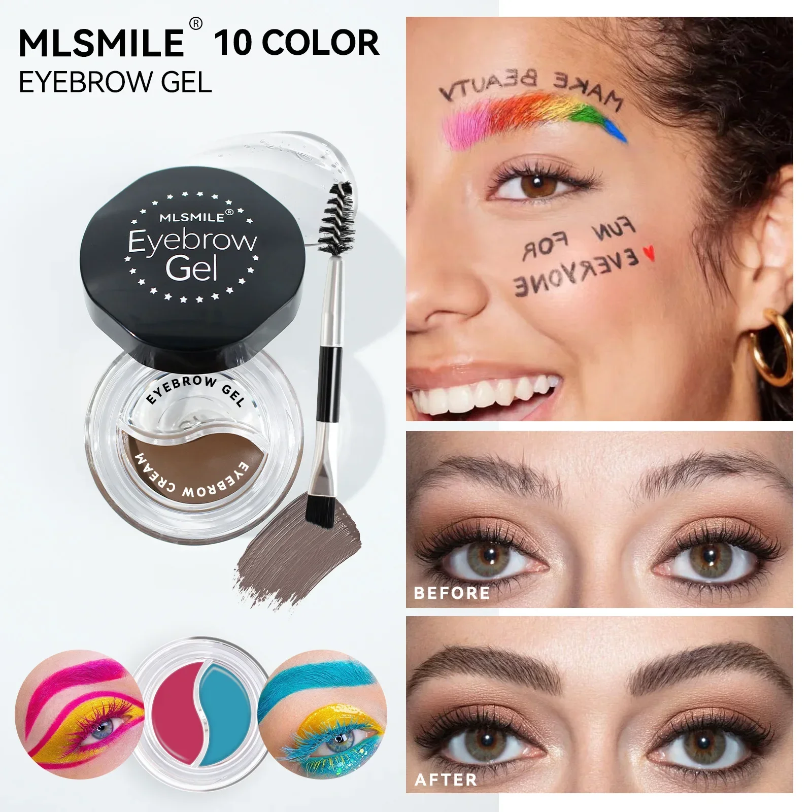 Eyebrow Cream Colorful Smooth Eyebrow Pomade Gel Long Lasting Waterproof Eyeliner Gel Eye Brow Cosmetics with Eyebrow Brush