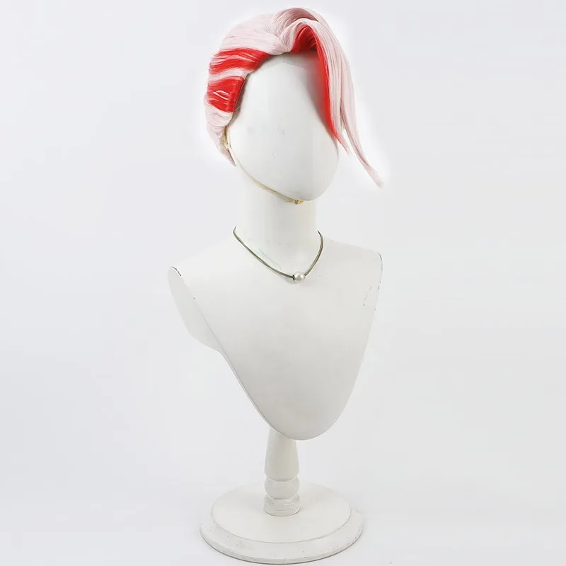 Synthetic Hair Karna Cosplay Wigs Game Fate FGO Karna Halloween Short Straight White Mixed Red Cos Wig Heat Resistant