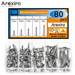 #8 Modified Truss Head Sheet Metal Screws Assortment Kit 410 Stainless Steel Self Tapping Drilling Screws for Metal Plastic Wood