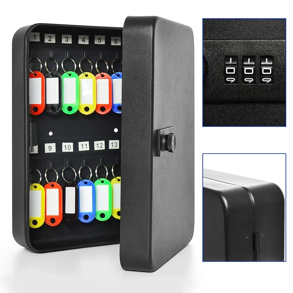 Key Box Wall Mounted 20 Key Hooks Key Cabinet Wall Mount with Key/Code Lock Key Storage Lock Box Key Cabinet Security Lock Box