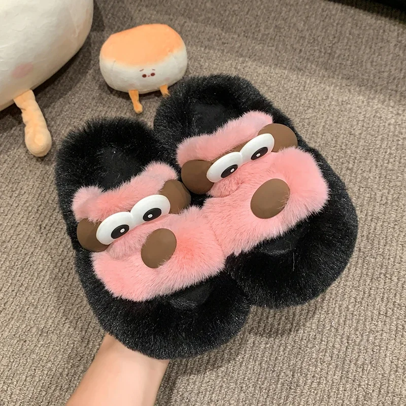 Children Plush Shoes for Girls 2024 Winter New Fashionable Cute Dog Soft Bottom Anti-slippery Casual Outside Chic Warm Slippers