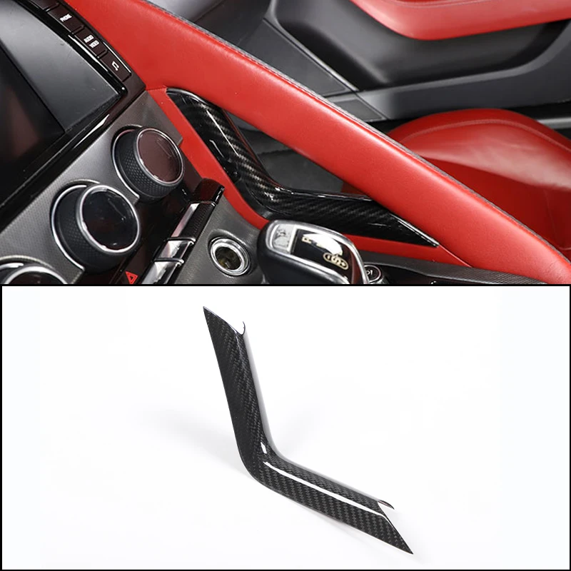 For Jaguar F-TYPE f type 2013+ Car Gear L-shaped Side Trim Real Carbon Fiber Interior Accessories 1 Pcs