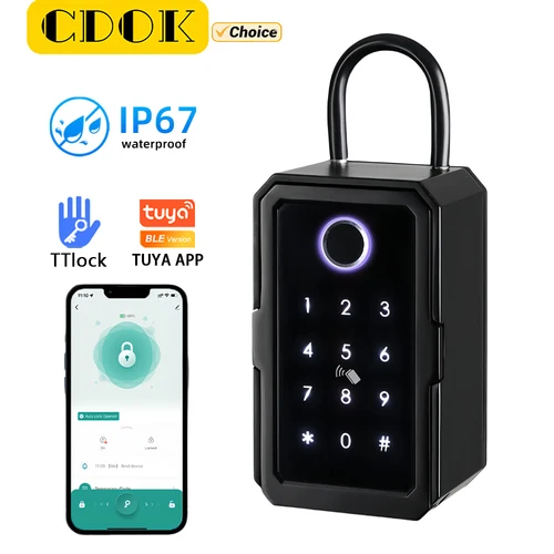 Imagen 1 del producto Caja de llaves inteligente CDOK K3 TTlock/Tuya, resistente al agua IP67, material de aleación de aluminio reforzado