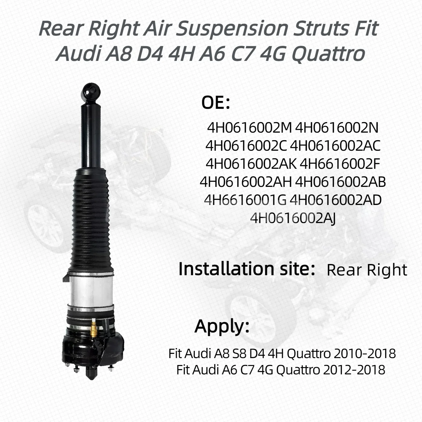 Pair For Rear Right/Left Air Suspension Struts Fit Audi A8 D4 4H A6 C7 4G Quattro 4H0616002M 4H0616002N 4H0616001M