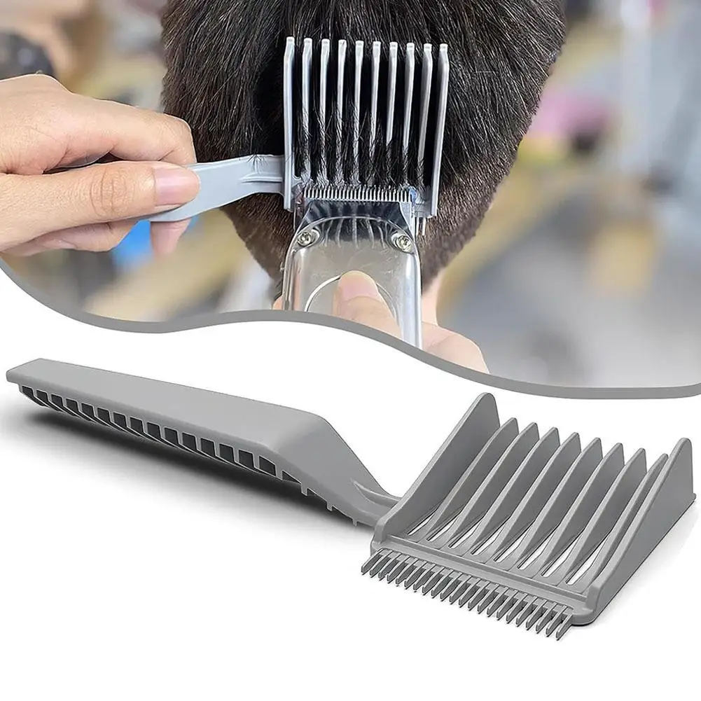Men Hair Cutting Comb – Professional Curved Positioning Comb with Side Push Clip, Salon & Home Hair Styling Tool