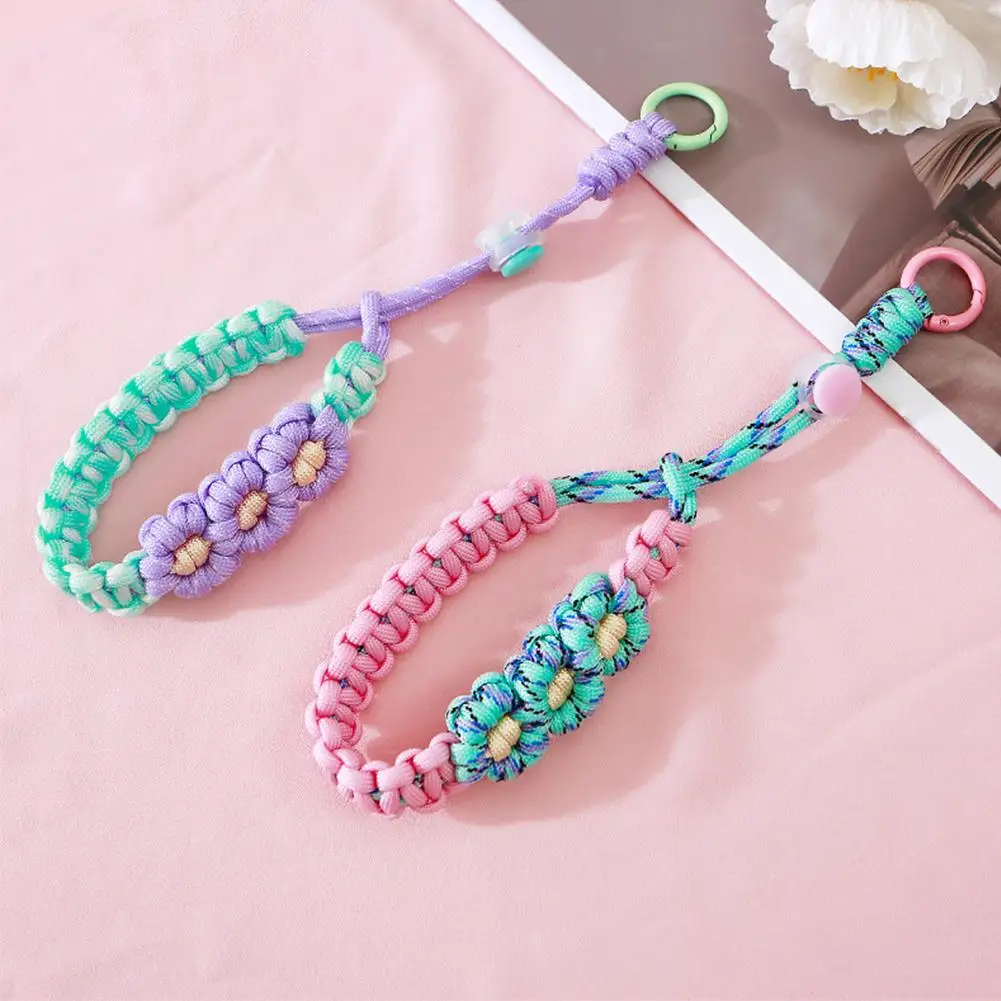 Cute Flower Phone Lanyard Hanging Decoration Can Be Carried Twist Rope Stylish Anti-loss Pendant Strong Wrist Short Straps Band