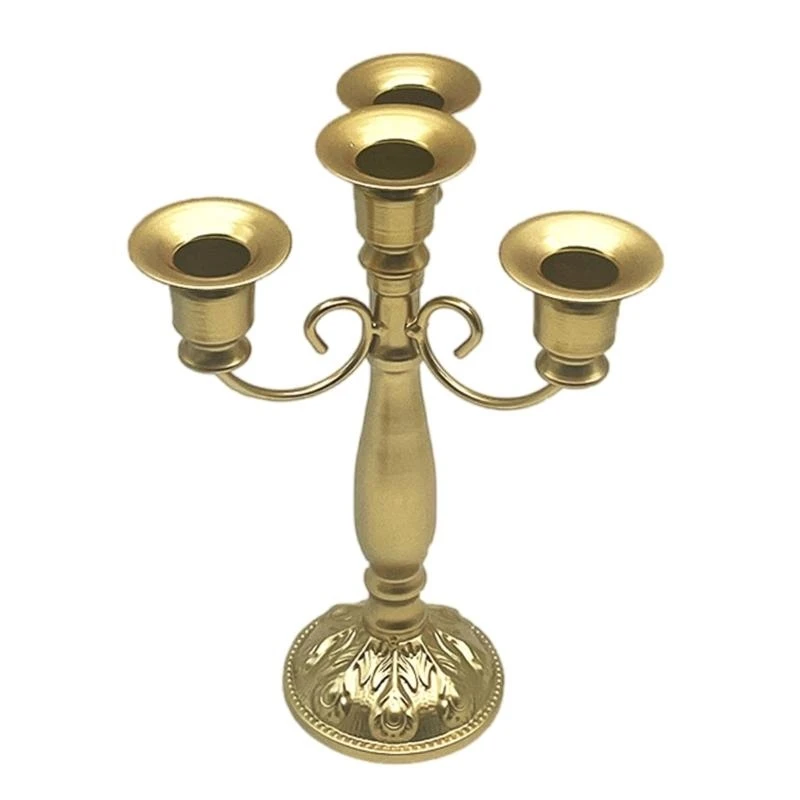 Baroques Iron Candlestick Holder Antiqued Vintage Stand 4 Arms Candelabra C7ac