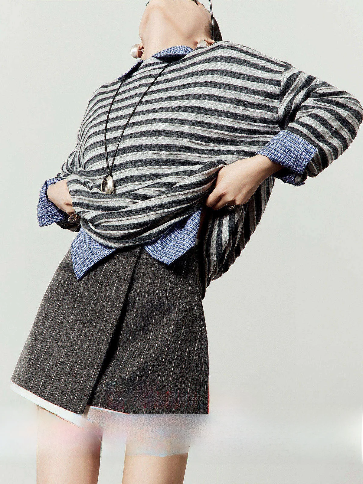 

ay Striped Knitwear Women's Loose Casual round Ne Top Spring 2026 New Sle Versatile Lazy Match All Zhou Libo Brand