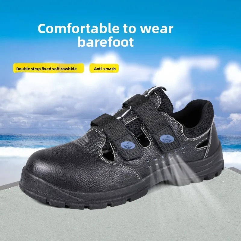 

Summer Breathable Safety Shoes Cowhide Anti-smashing and Anti-piercing Casual Work Sandals Steel Baotou