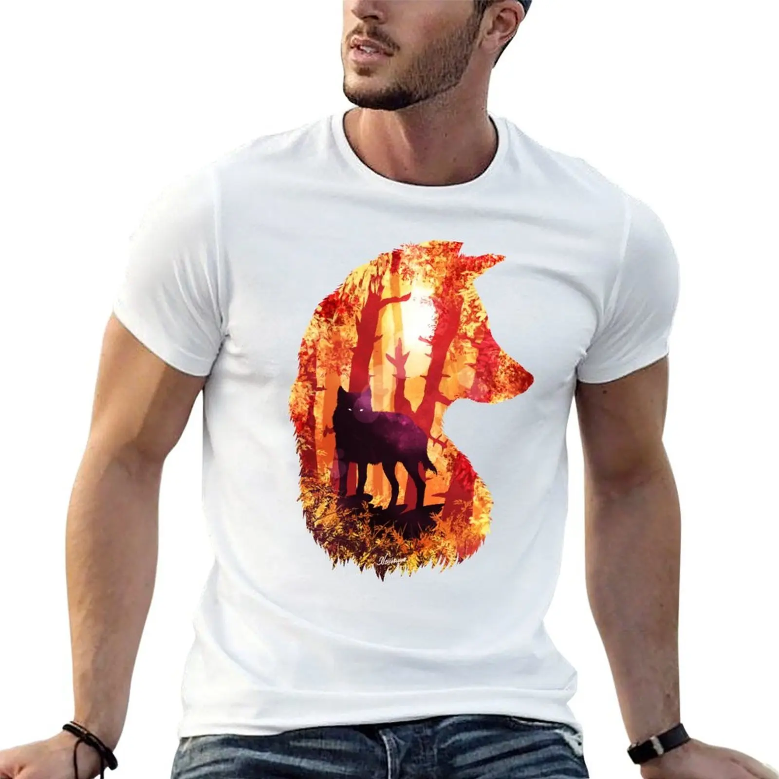 Evening Solace Wolf T-Shirt man t shirt designer t shirts for man cotton funny man t shirts cotton T-shirt