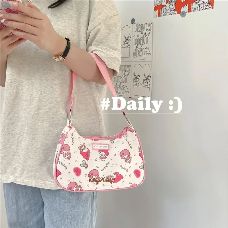 Hello Kitty Purses and Handbags for Women Sanrio Shoulder Case Melody Pouch Kawaii Kuromi Fashionable Purses Cute Bags Wallet