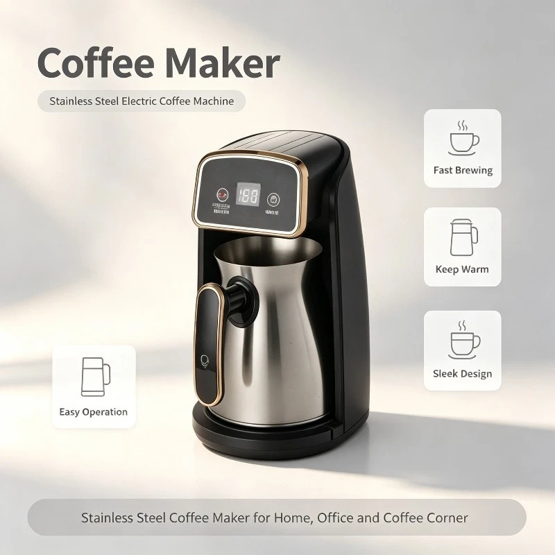 Electric Turkish Coffee Pot, Stainless Steel Multi-function Kettle, Coffee Tea Milk Warmer For Kitchen Beverage Making Supply