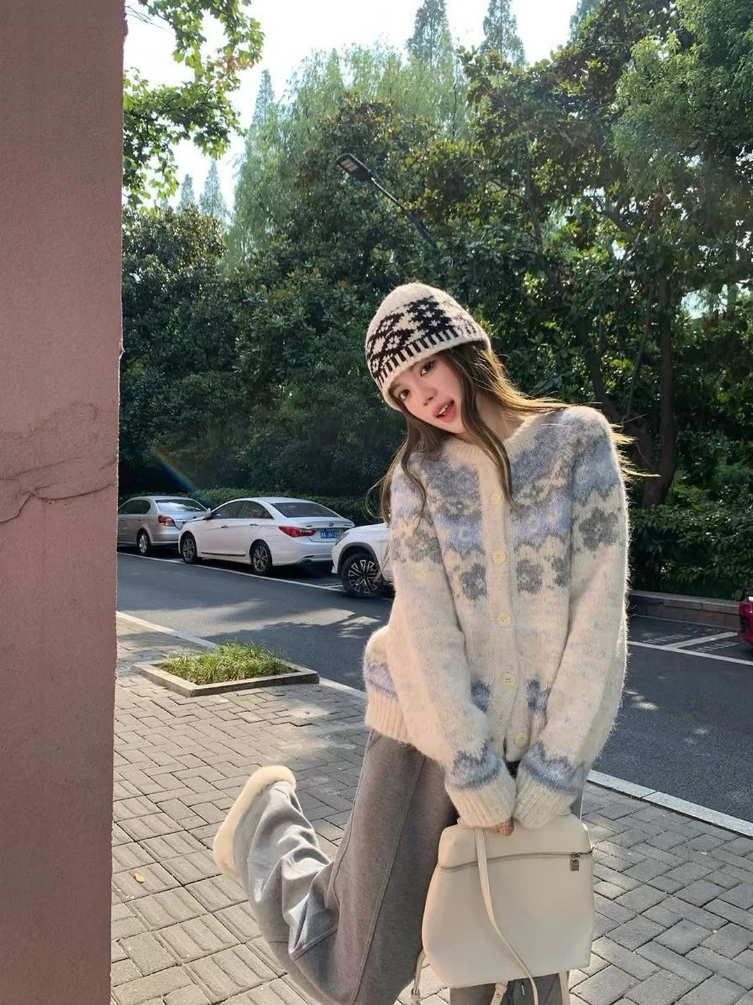 

Женский вязаный кардиган-пальто в стиле ретро с узором Фейр-айл, свободный крой, для осенне-зимнего повседневного образа, с эффектом омоложения