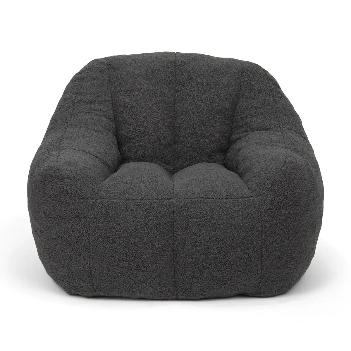 #Modern Black Oversized Bean Bag Chair with Enveloped Backrest & Armrests for Living Room Bedroom Home Apartment Hotel Furniture