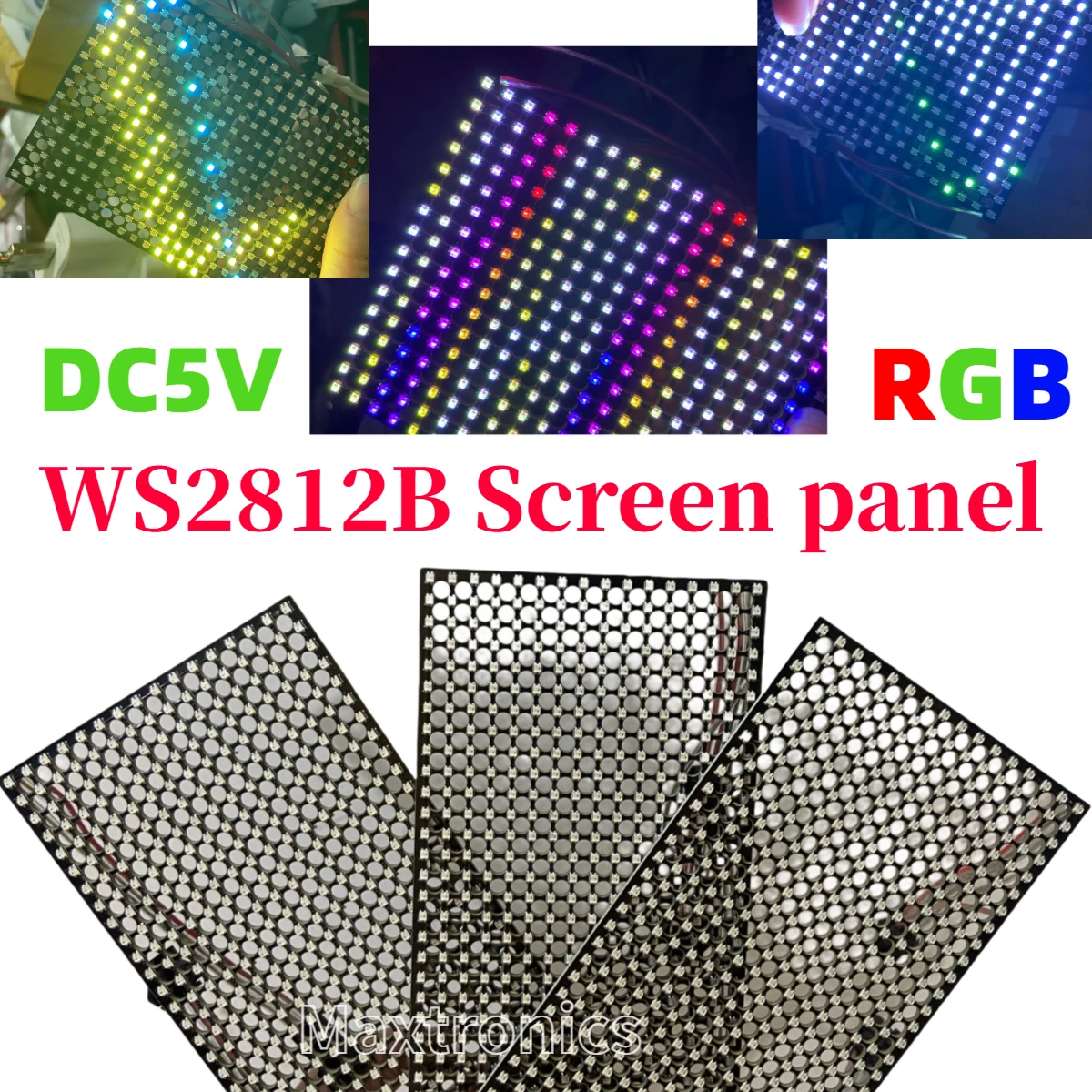 DC5V WS2812 LED Transparent Panel Full Color 16*32 Programmable RGB Dot Matrix 80*160mm SPI Protocol 2020 Beads for Decor Screen