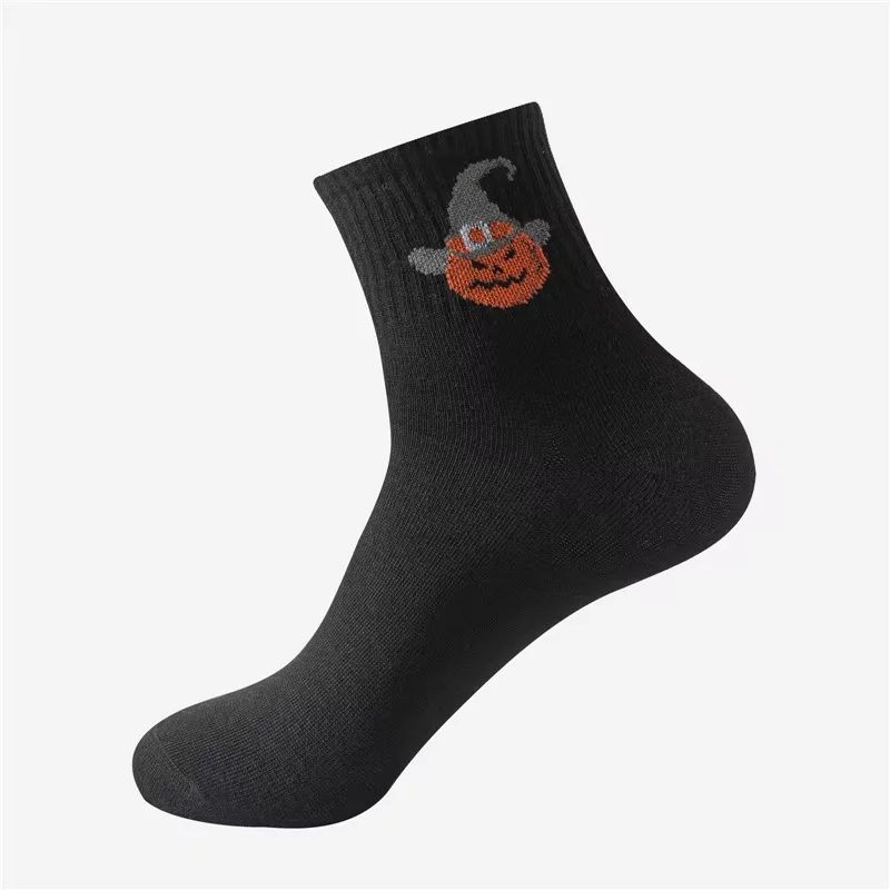 5 pares de calcetines novedosos de Halloween para hombre: diseños espeluznantes, algodón transpirable, media pantorrilla, recuerdos de fiesta