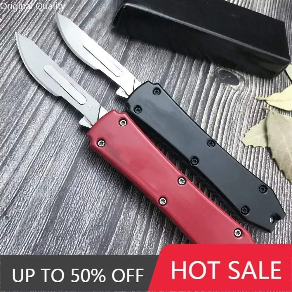 

Scalpel With 10PCs Removable Blades Mini Pocket Knife 440C Blade Zinc Alloy Handle EDC Camping Survival Self Defense Knife