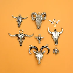 3-50pcs/lots Cow Sheep Skull Head Ox Horn Charms Farm Animals Pendants For Diy Jewelry Making Findings Craft Wholesale