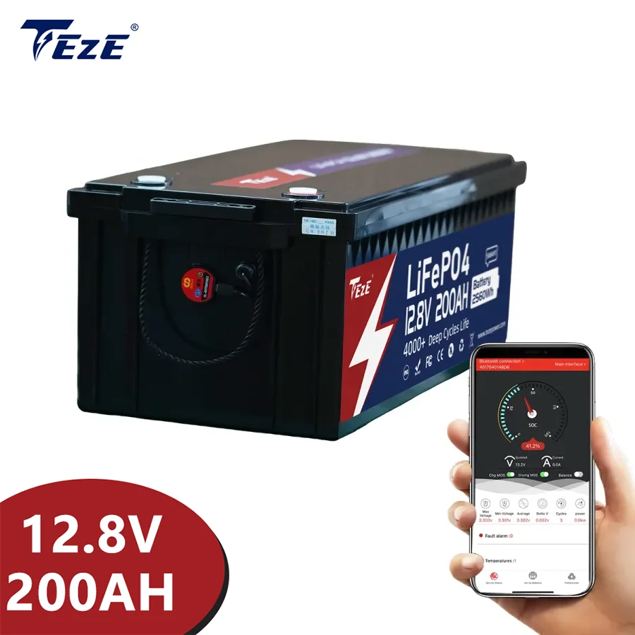 TezePower 12V 200Ah LiFePO4 Battery with Bluetooth, Self-heating and Active Balancer, Built-in Smart 200A Daly BMS