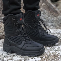 Winter Classic Black Platform Hiking Boots for Outdoor Platform Shoes Men's Boots Large Size Outdoor Fashionable Combat Boots