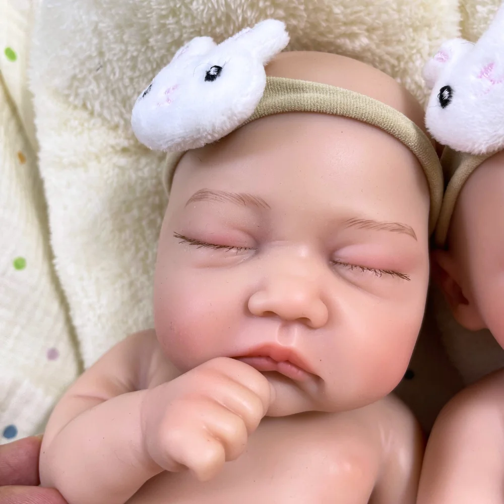 1Pc Chubby Reborn Doll Twins 13.5 Inch Full Body Silicone Reborn Baby Doll Girl Soft Solid Silicone Doll Birthday Christmas Gift