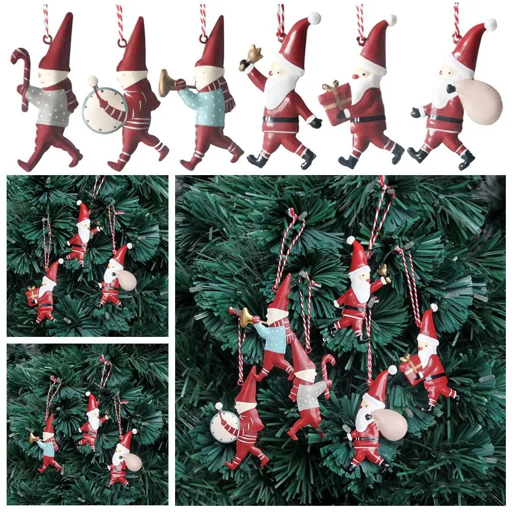 Gift Red Christmas Hanging Pendants Soldiers Double-sides Painted Xmas Tree Decor Iron Art Party Supplies Embellishment Festival