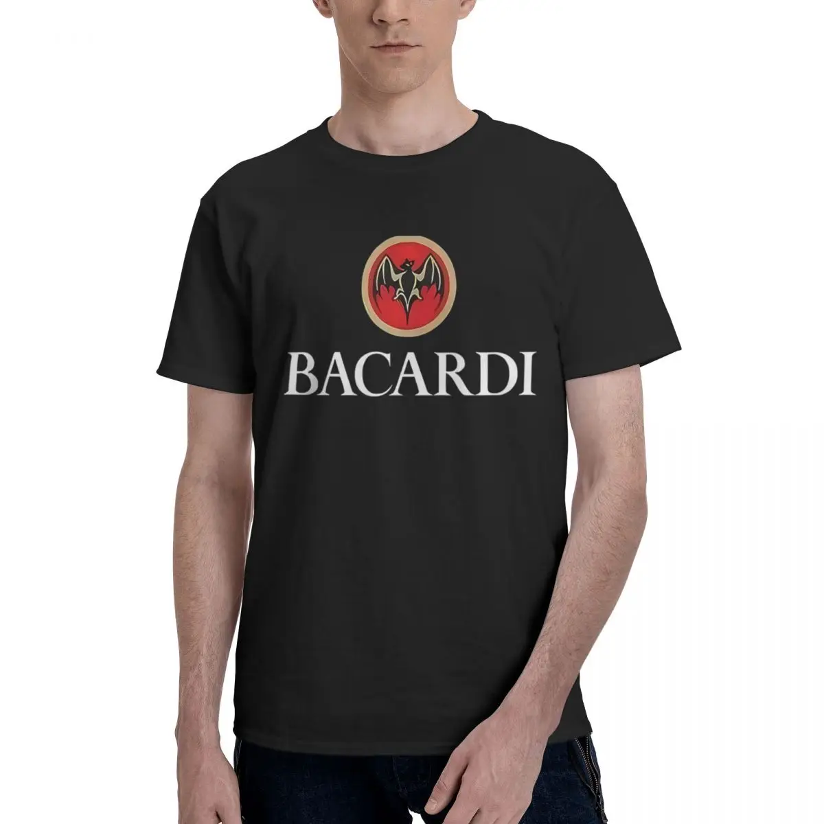 Bacardi Logo 100% قطن كاجوال مريح للتنفس تي شيرت رجالي ماركات ملابس تي شيرت رجالي #1
