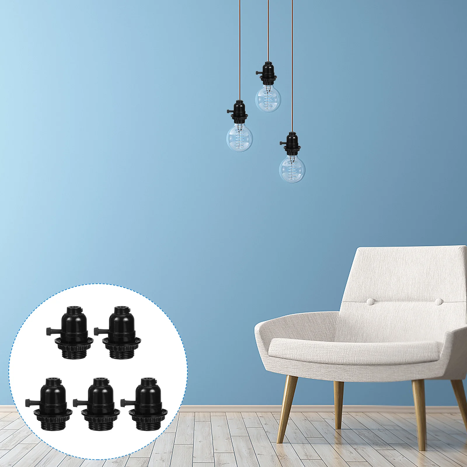 

5pcs E26 Light Holder Bakelite Ceiling Lamp Socket Pendant Bulb Holder For Hanging Lamp Decor Droplight Fixture Replacement