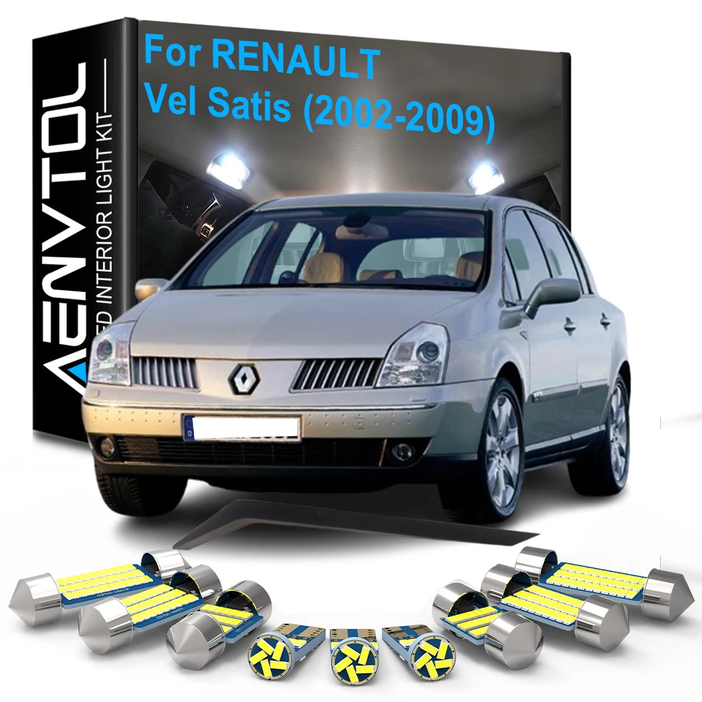 For Renault Vel Satis 2002-2009 Car Dome Vanity Mirror Trunk Glove box Door License plate Lamps,18pcs LED Interior Lights Canbus