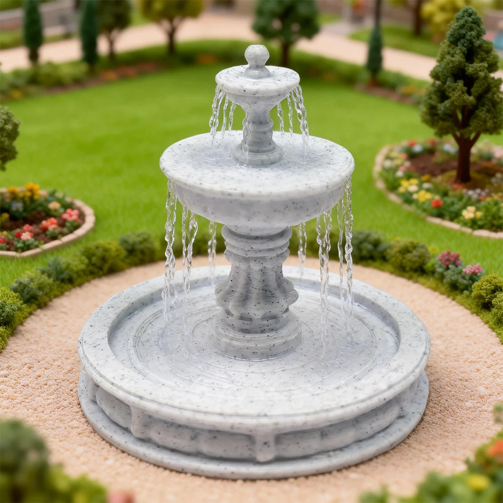 2PCS Miniature Fountain Model Toys Fairy Garden Micro Landscape Decor Artificial Dollhouse Craft Ornaments Diy Accessories