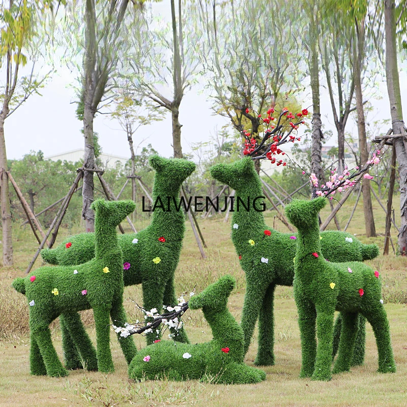 

MJY outdoor simulation large animal green plant garden landscape decoration grass planting sika deer ornament