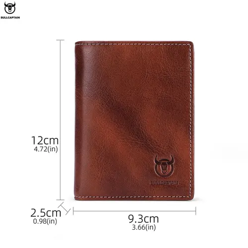 Imagen 2 del producto BULLCAPTAIN, nueva cartera de cuero 100% para hombre, producto de alta calidad, cartera de cuero para hombre, cartera corta multifuncional con ranura para tarjetas QB017