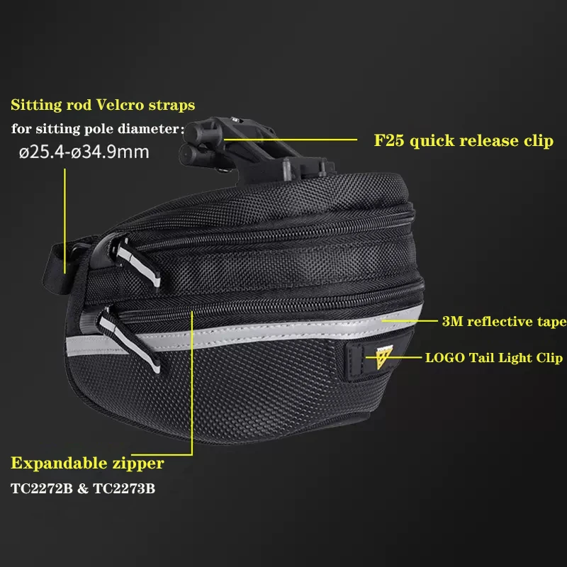 Borsa da sella per bicicletta TOPEAK borsa posteriore per bici da strada MTB impermeabile capacità espandibile 0.8-1.65L borsa da sella per borsa da ciclismo