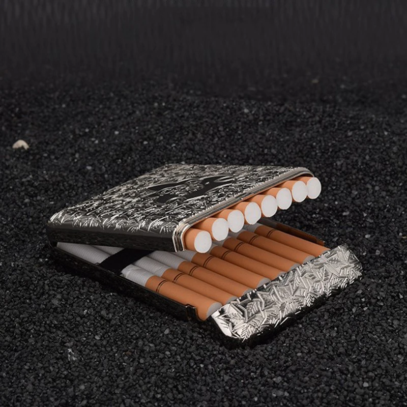 16 Sticks for Metal Cigarette Box Cigar Case Metal Leather Smoking Accessories Upgraded version Cigarette Storage Cover Hold