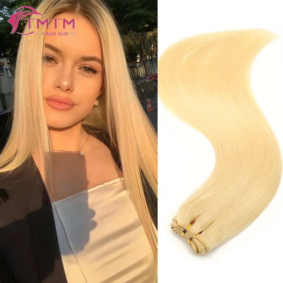 

Straight Human Hair Weft Real Remy Hair Extension Weave Bundles for Women Double Weft Hair Extensions with Thick End 100g/pack