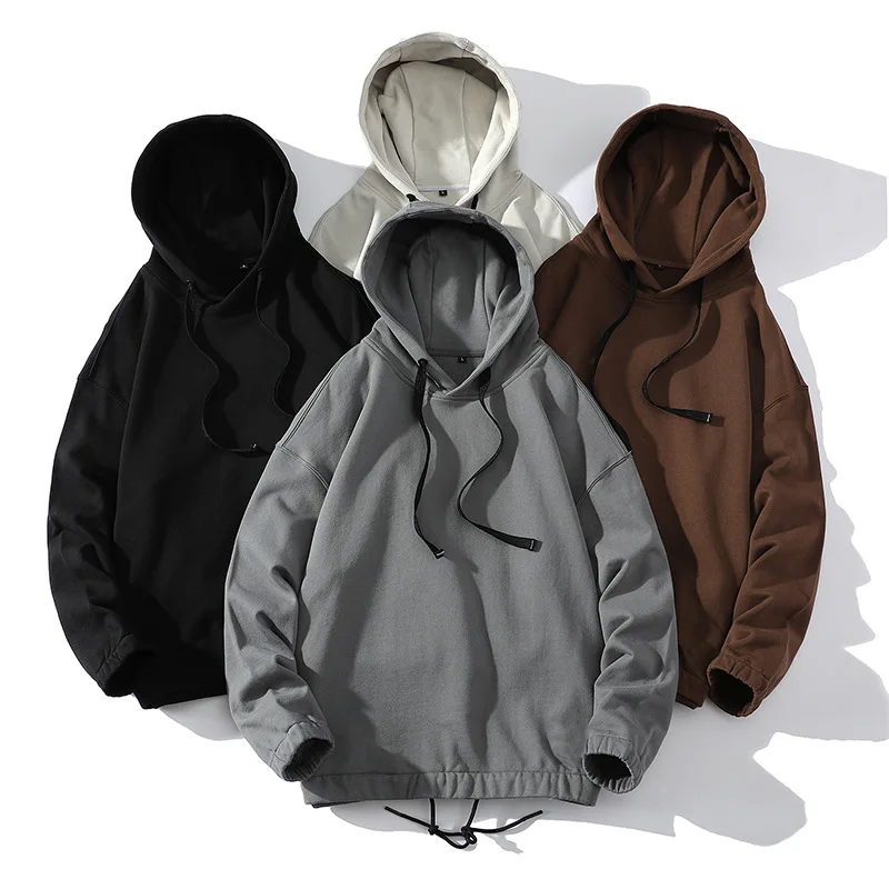 Long Sleeve Fashion Mens Hoodies Hip Hop Sweatshirt Men's Solid Color Pullover Hooded Tracksuit Male Spring Autumn Fleece Hoody