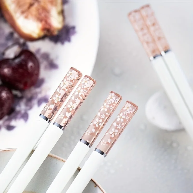 Elegant Cherry Blossom Dining Set, Includes 5 Pairs of 24cm Chopsticks, Stylish and Practical, Perfect Housewarming Gift