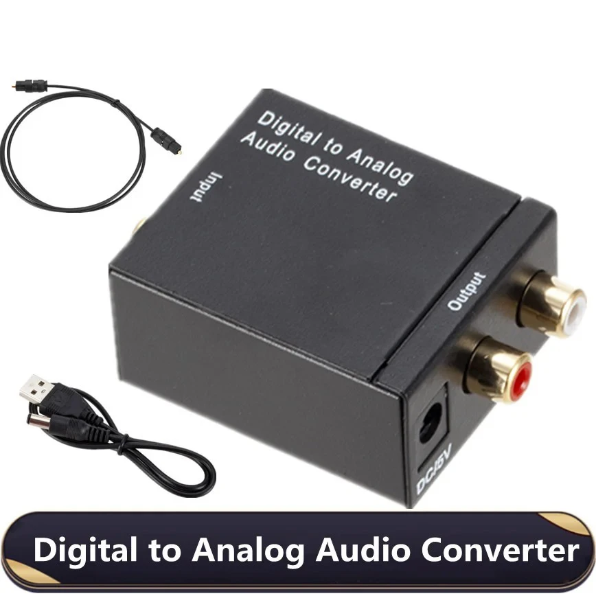 Digital to Analog Audio Converter Digital Optical Coax Coaxial Toslink to Analog RCA L/R Audio Converter Adapter Amplifier