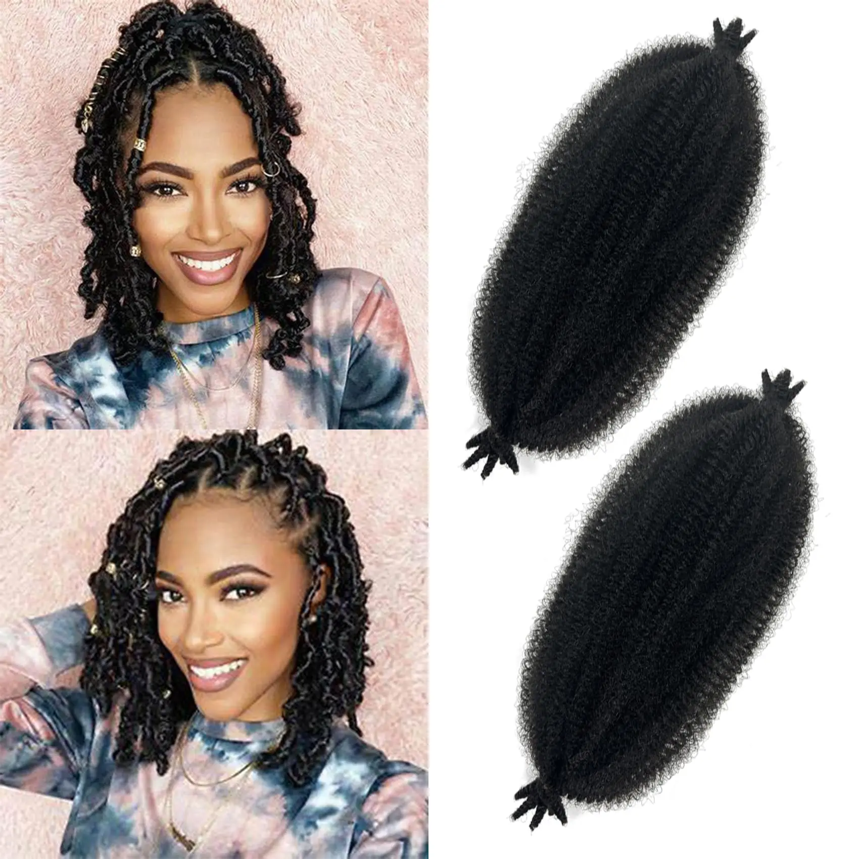 

Springy Afro Twist Hair Marley Hair Prefluffed Spring Twist Hair 24" 15Strands/Pack Synthetic Braids Afro Twist Braide For Women