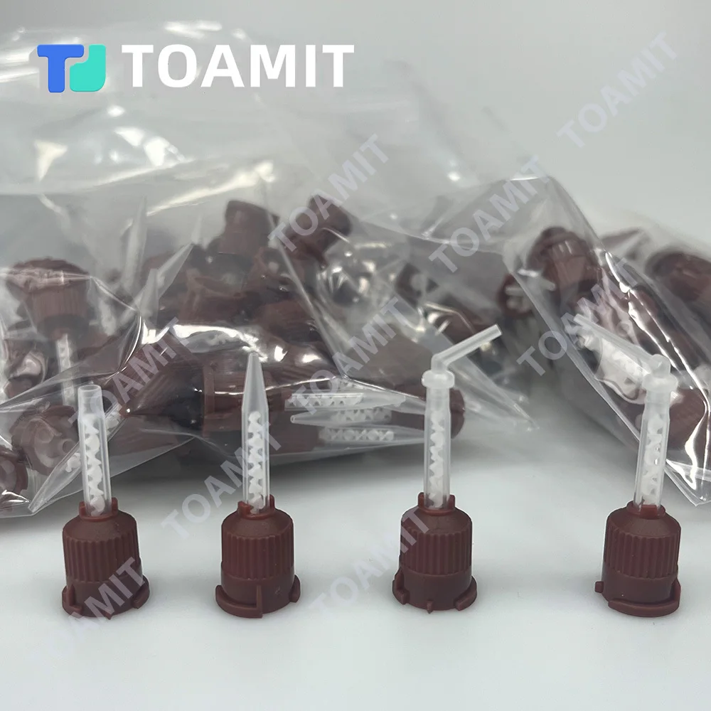 

Dental Mixing Tips 50Pcs, Disposable Nozzles for Polyether & Silicone Rubber Impression Material, 1:1 Ratio Brown
