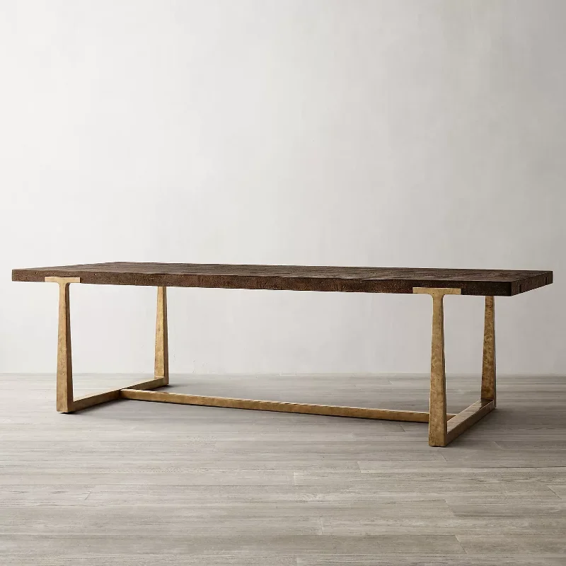 Solid wood home tea table modern simple rectangular dining table retro old forged table