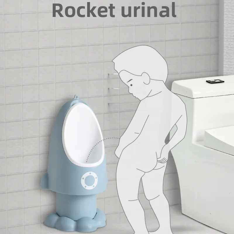 Rocket Cartoon Standing Children's Urinal 3 Height Adjustable Easy To Clean Children's Toilet Training Growing Small Potty