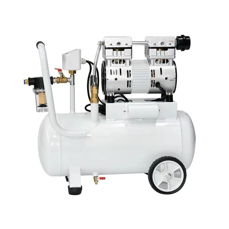 Low Noise Portable Oilless Air Compressor, Oil Free Pump and Motor with Air Tank for Car Inflation, Home and Workshop Use